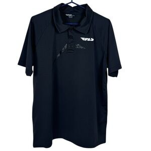 Men's Black Polo Golf Shirt Fly Racing Dirt MX Outdoor Track Summer Webb